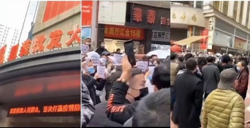 湖南株洲服装批发市场外，民众要求减租。.jpg